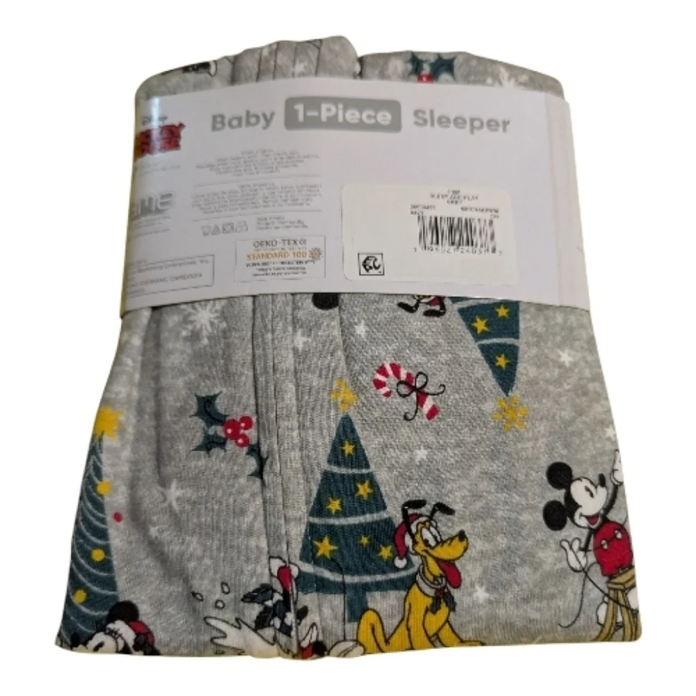 Disney Baby Sleep N Play 3-6 Month 1 Piece Mickey Gray Christmas